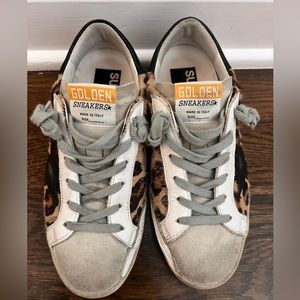 Golden goose superstar sneakers, leopard print size 35